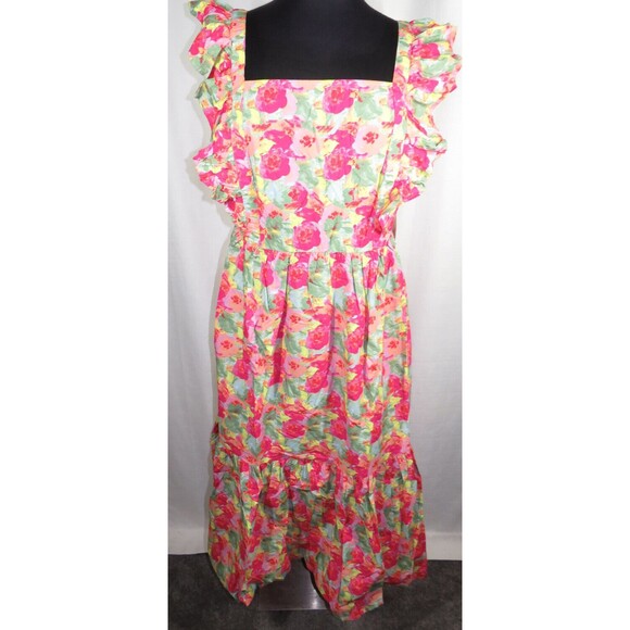 Peyton & Parker Bright Floral Ruffled Smocked Tie Back Maxi Dress Plus 3X - Picture 5 of 12